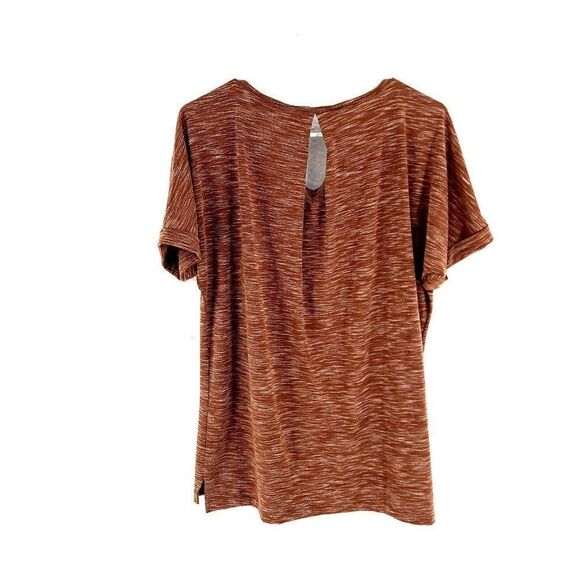 Christopher & Banks Brown V-Neck T-Shirt Hallow Back Small - Picture 4 of 5